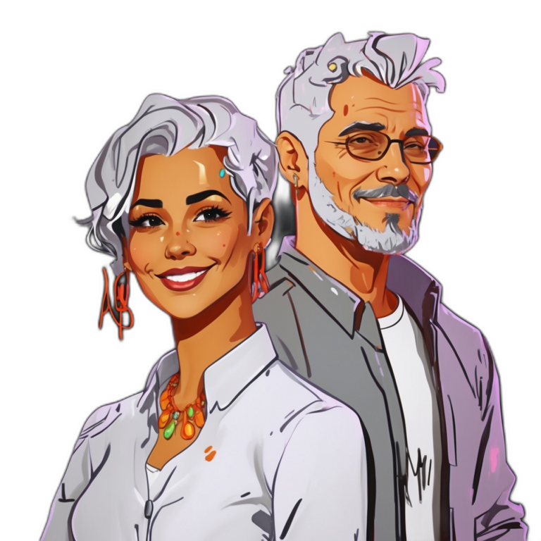 Illustration von zukunftsorientierten Business-Leuten, angelehnt an den Cyberpunk-Stil